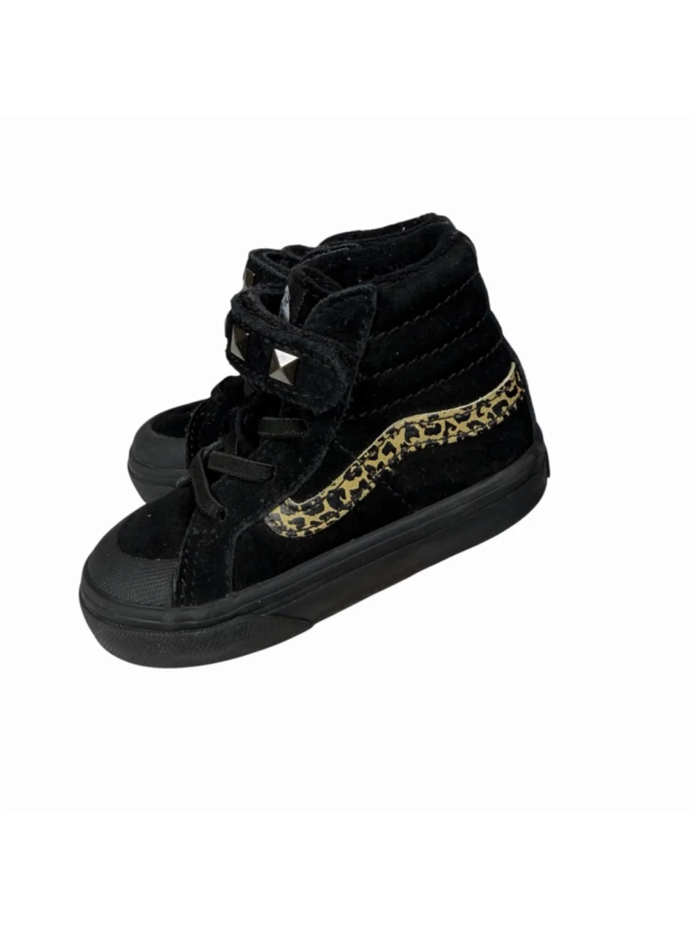Vans Off The Wall Sk8 Hi-Top Skate Shoes Toddler/Baby 6 Black Studded Leopard